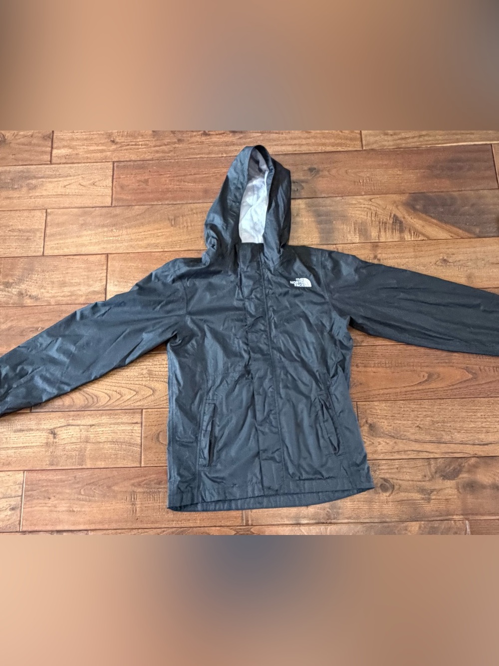 The North Face Kids Black Hooded Raincoat with Logo